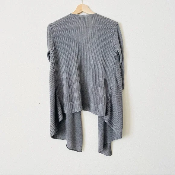 Eileen Fisher SMALL gray ribbed knit linen silk blend cardigan - Picture 4 of 4